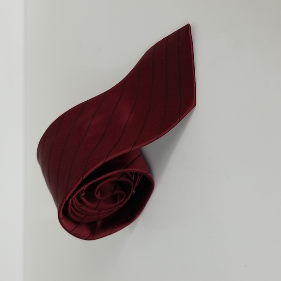 Pierre Cardin Red & Black Striped Silk Tie - Picture 8 of 11